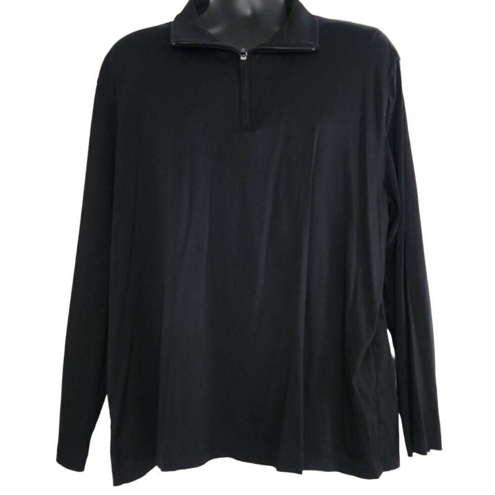 Banana Republic Mens Size XXL Black 1/4 Zip Pullover Long Sleeve Polo